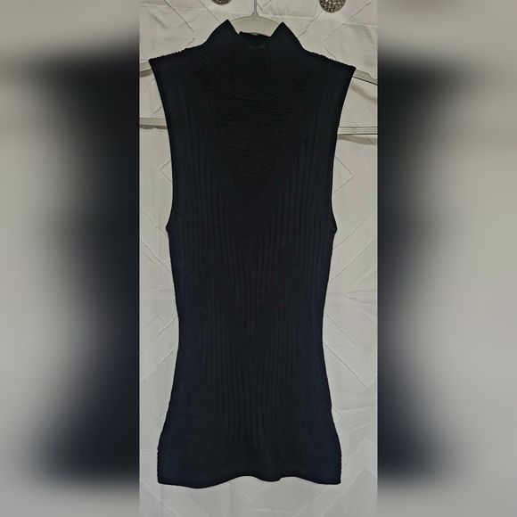MILLY BRAND CHEVRON TURTLENECK TANK IN BLACK SIZE P - Picture 3 of 9
